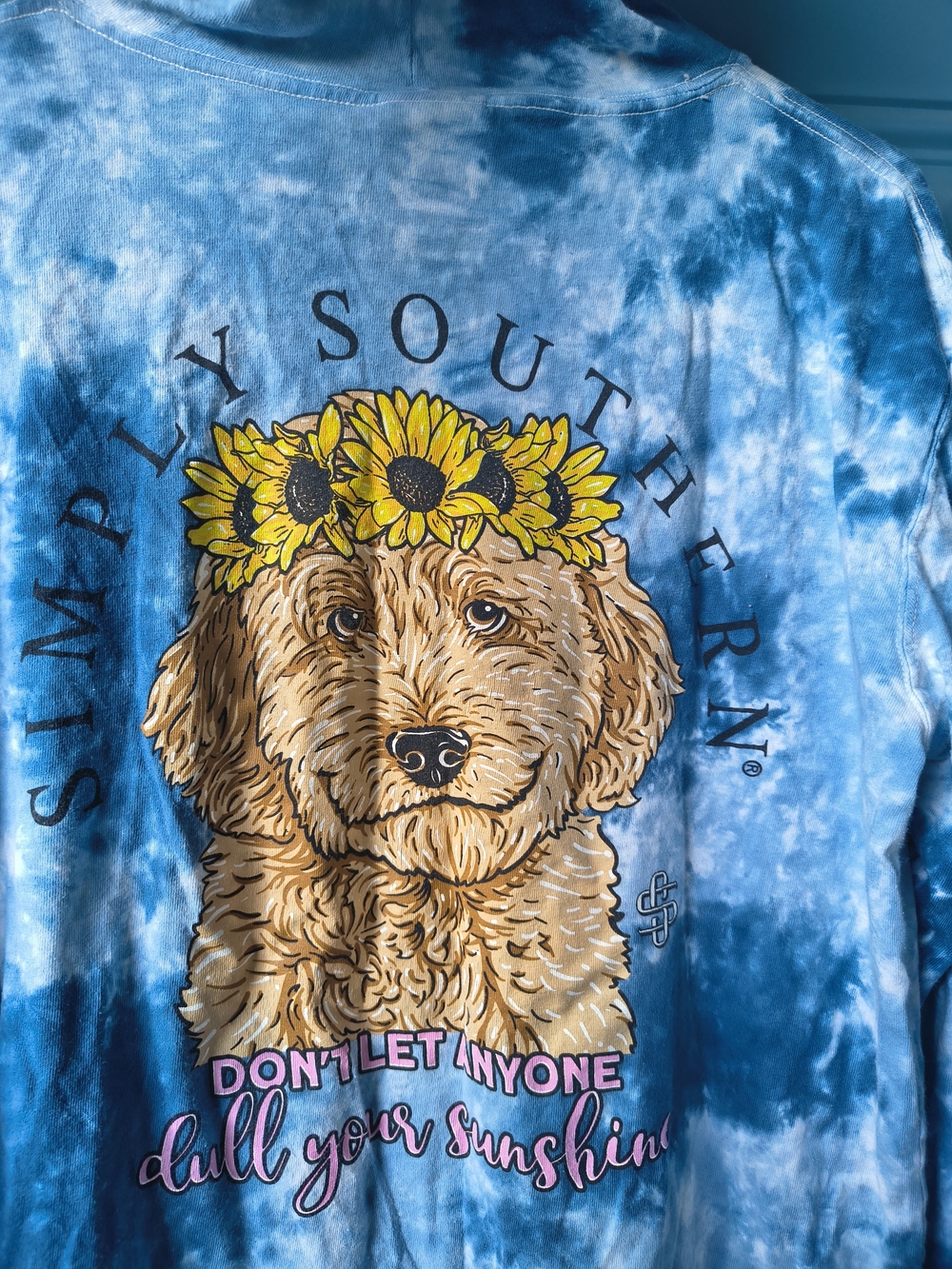 Simply Southern Men's Blue Tie-Dye Hoodie Sweater - Picture 8 of 11